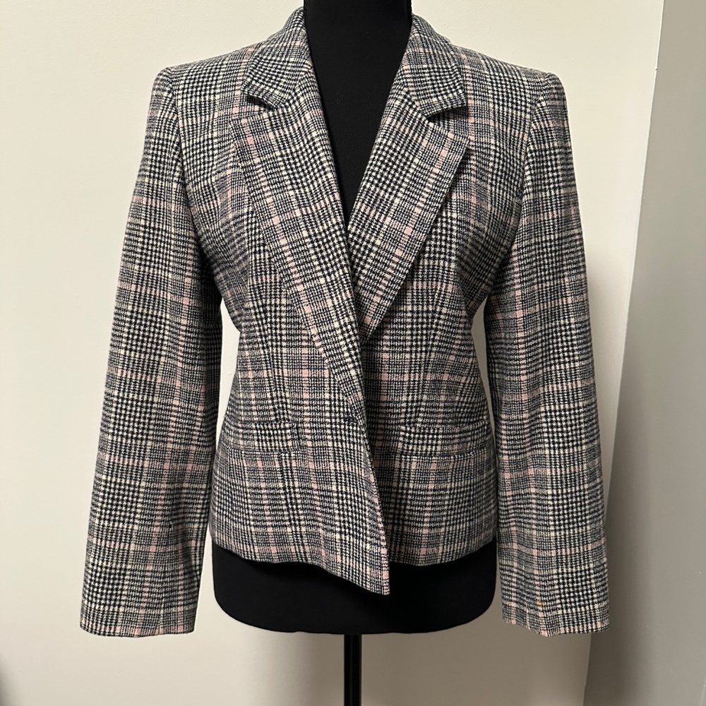 *PENDLETON* Black x Tan Plaid Virgin Wool Blazer